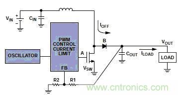 升壓調節器集成振蕩器、PWM控製環路和開關FET