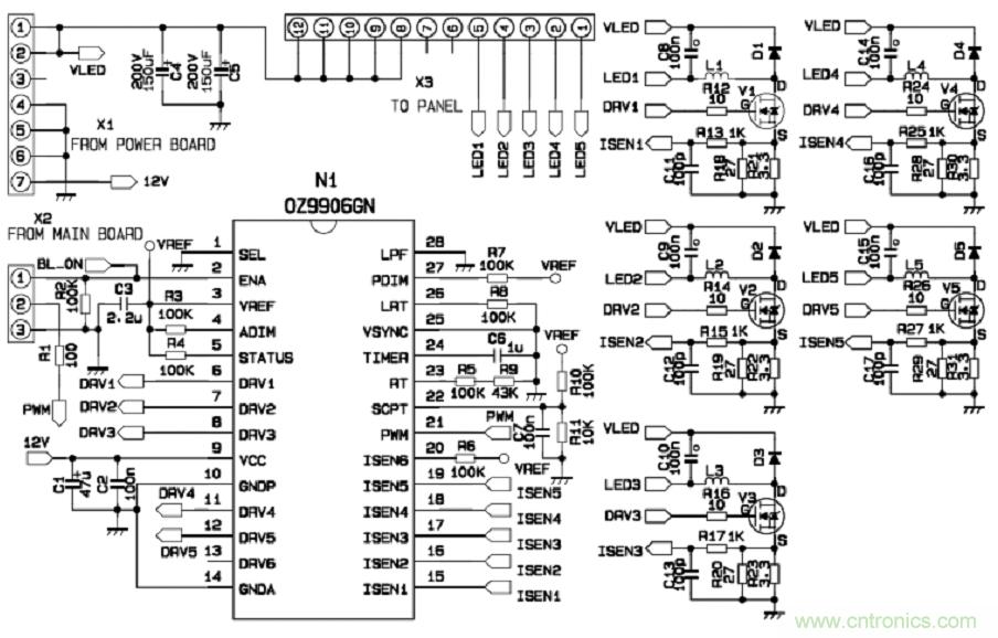 圖9：背光驅動板控製器IC電原理圖