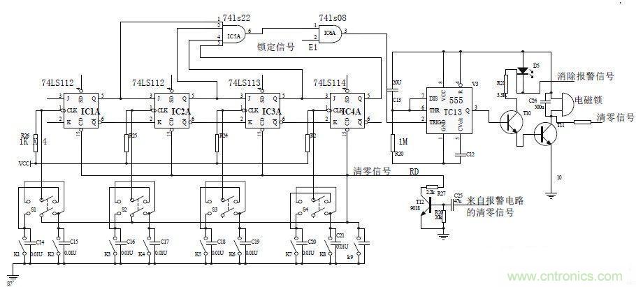 鍵盤輸入、密碼修改、密碼檢測、開鎖、執行電路