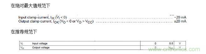  輸入端無 Vcc 鉗位，但輸出端有 Vcc 鉗位