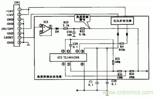 一款逆變器的亮度控製電路圖設計