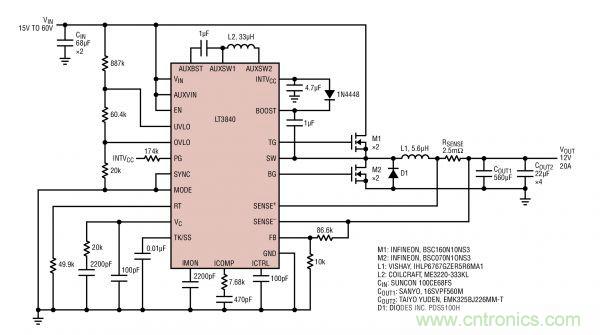 電路分享：基於LT3840電源設計應用的電路圖