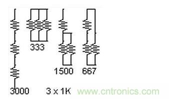 3個電阻，4種組合。