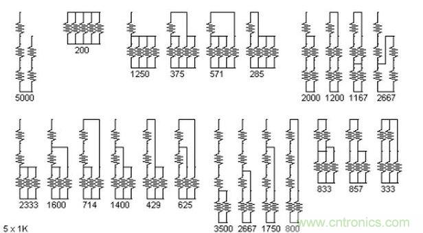 5個電阻我想出了23種組合。還有其它組合嗎？