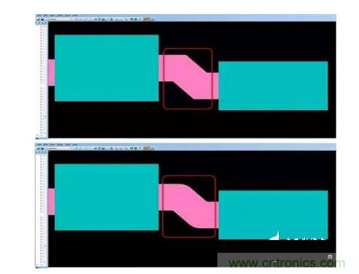 有效的PCB 設計工具會自動考慮用於繪製形狀的線型，以計算準確的線條寬度，幫助您輕鬆創建尖拐角。