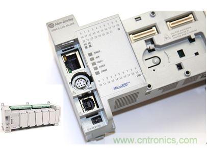 圖1：Allen-Bradley Micro850可編程邏輯控製器(PLC)的價格約為500美元，是高度堅固、可配置、隔離性和易用性方麵的標杆，盡管有PC/嵌入式計算設備的競爭，仍在工廠自動化領域中保持著強勢地位。