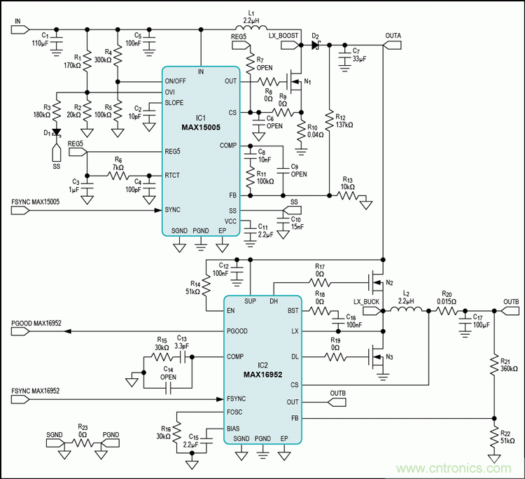 可承受整個汽車電源範圍的2MHz開關電源