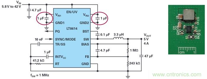 是否可以將低EMI電源安裝到擁擠的電路板上？