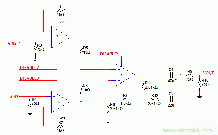 利用高速放大器實現低成本視頻多路複用