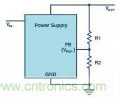如何使用電源設計中的分壓器調節輸出電壓？
