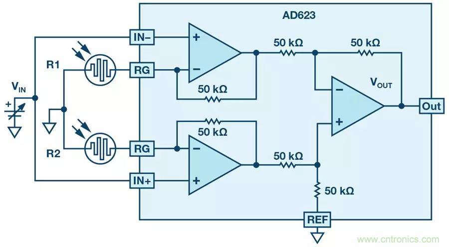 你有沒有試過用儀表放大器測量兩個光源的相對強度？