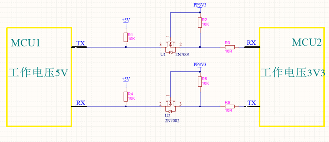 不同的電平信號的MCU如何進行串口通信？